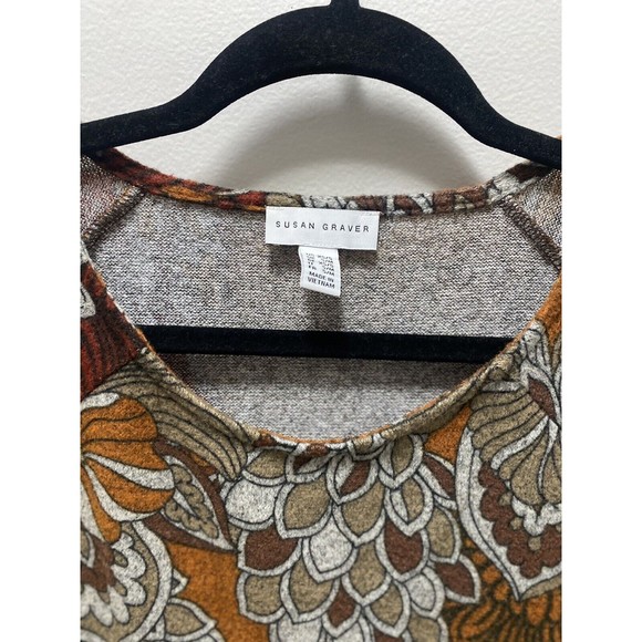 Susan Graver Patterned Floral Fringe Poncho Sweater Size Xs/s - Picture 4 of 4